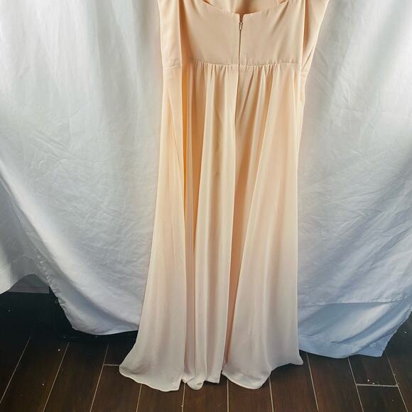 Amsale Tali Cowl Neck Maxi Formal Crepe Bridesmaid Dress Blush Size 14 - Picture 8 of 9